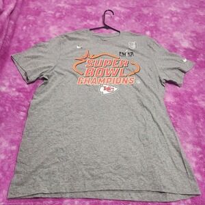 Nike Super Bowl LVII Champions Kansas City Chiefs Shirt Men's XL‎ Gray NFL Tee